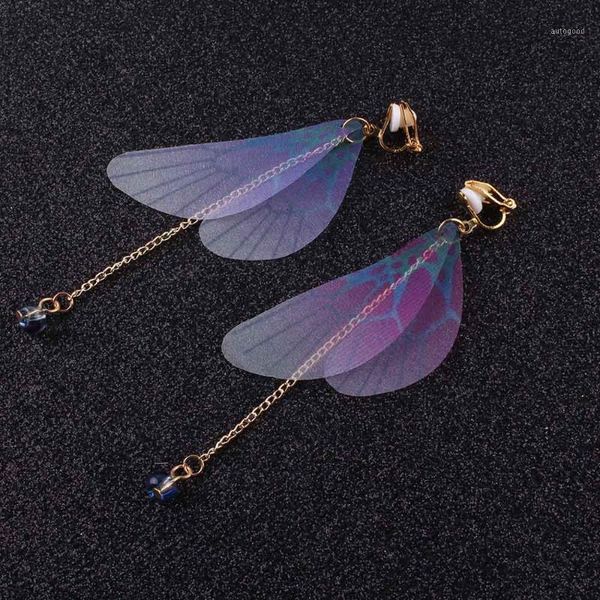 

clip-on & screw back jio(tm) clip on earrings butterfly drop without piercing for women party wedding elegant1, Silver