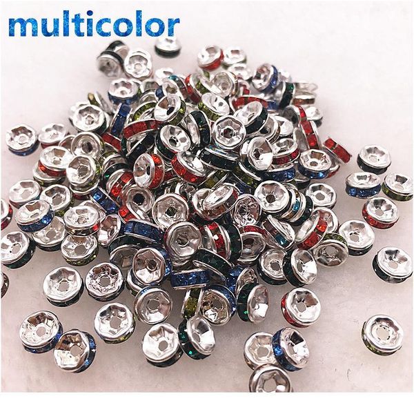 

50pcs 6mm crystai rhinestone glass round loose spacer beads for jewelry making diy bracelet qylocz