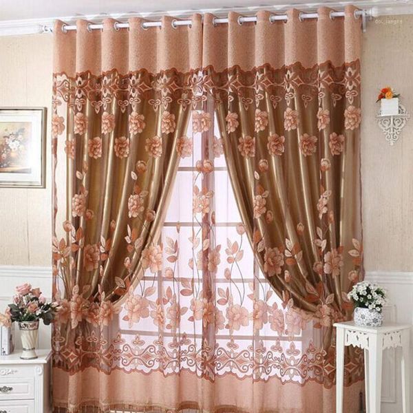 

curtain 2020 250cm*100cm print floral voile door curtain window room divider scarf1