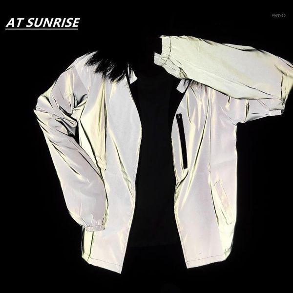 

full men's reflective jacket women light hoodies women jackets hip hop waterproof windbreaker hooded streetwear coats man 1, Black;brown