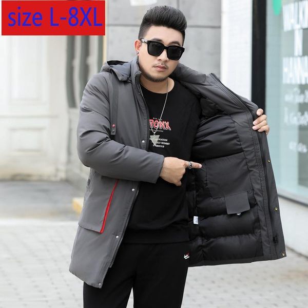 

new arrival fashion winter super large men padded clothes long oversized loose jacket hooded casual thick plus size l-7xl 8xl1, Black