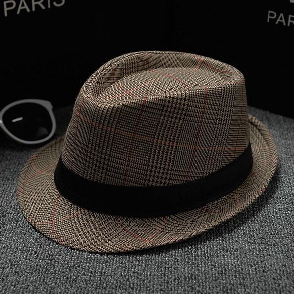 

2018 england retro men's fedoras jazz plaid hat spring summer autumn bowler hats cap classic version chapeau hats wmtbmc yyysports, Black;white