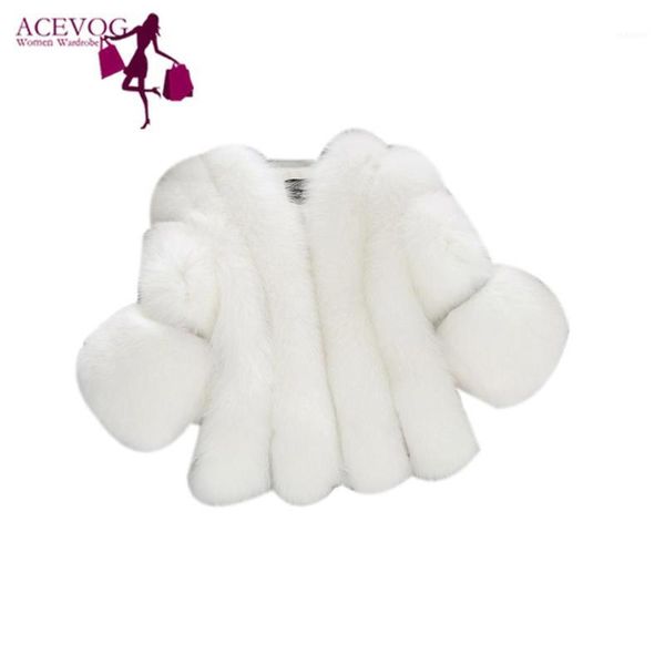 

acevog thick warm fur jacket casual furry faux fur coats party colored overcoat women winter fashion outerwea plus size 3xl1, Black