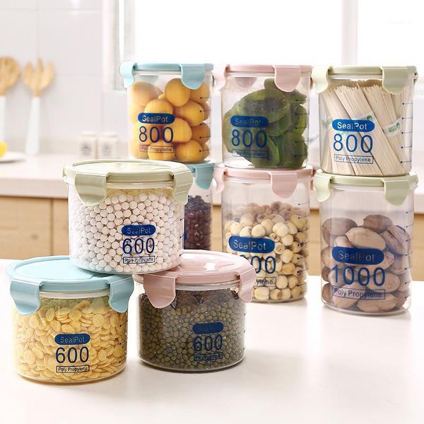 

kitchen storage box plastic sealed beans rice grain spice canister keep fresh for fridge clear container1