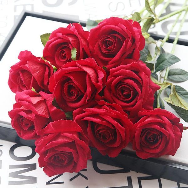 

51cm big french romantic realistic artificial rose flower diy velvet silk flower party wedding holiday decoration dried floral1