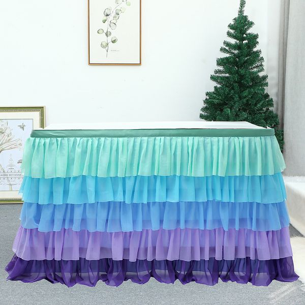 

chiffon decorative tutu table skirt spillproof pleated party rectangle table favor for skirt tablecloth hawaiian for