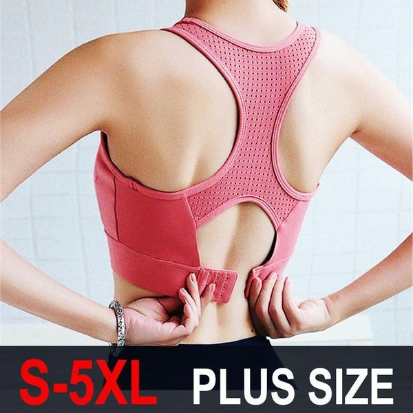 

gym clothing s-5xl sports yoga bra women push up underwear bh shirt fitness breathable sportswear crop tank plus size1, White;black