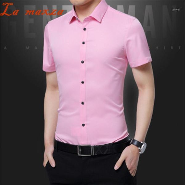 

men clothes 2020 summer solid color short sleeve shirt mens business style slim casual mens shirts regular fit1, White;black