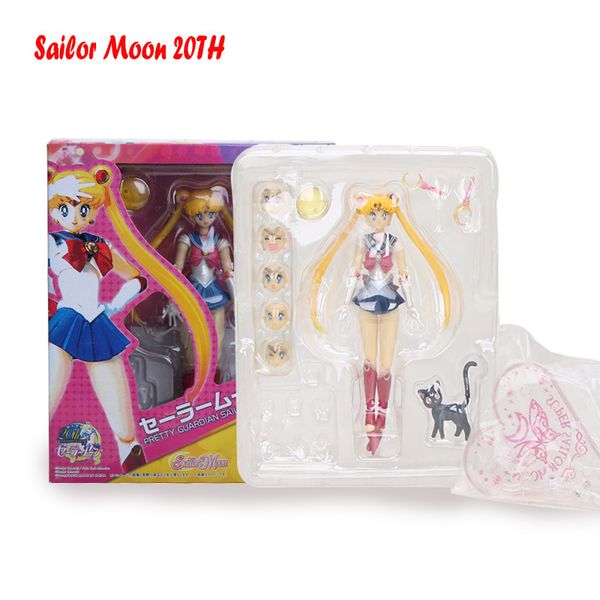 Sailor Moon Action Toy Figure Tsukino Usagi Mercury Mars Venus Jupiter 20th Anniversary Giunti mobili Black Lady Figure 15cm 201202