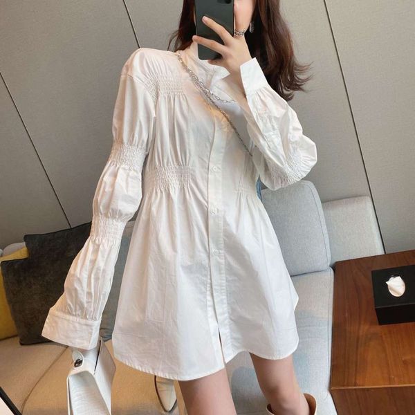

t6701 pleated chain shirt skirt, White