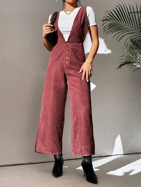 

petite button fly suede wide leg overall without tee 74lt#, White