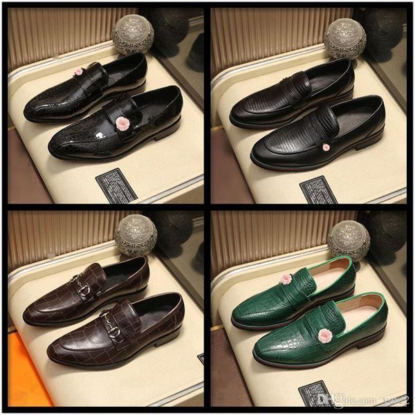 

q4 men dress genuine leather men formal shoes oxfords business round toe for man dress shoes wedding social formal men dress shoes 22, Black