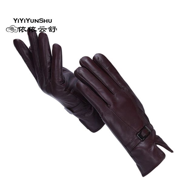 

yiyiyunshu women winter real sheepskin cashmere warm genuine leather gloves lady fashion wholesale, Blue;gray