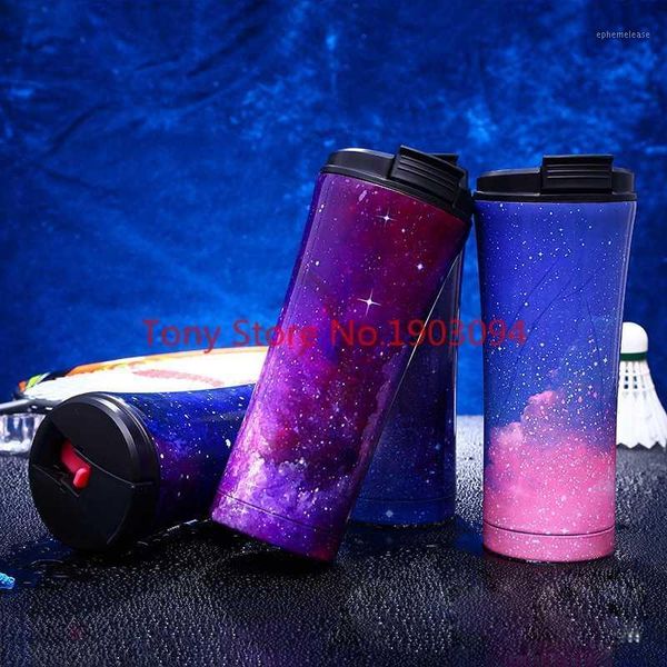 

15pcs17oz/500ml starry sky straws cups double wall stainless steel vacuum insulated travel mug beer glass splash proof cup1