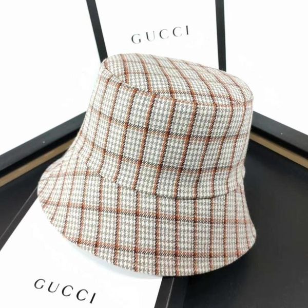 

maxsiti u autumn and winter two-sided thousand bird check woolen bucket hat women girls fisherman basin cap, Blue;gray