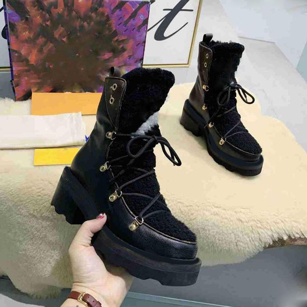 

2021 designer beaubourg ankle boots women fashion martin boot wool winter leather outdoor shoes size eur 35-42, Black
