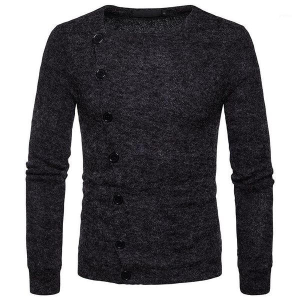 

fashion men long sleeve slim knitted sweaters with button o neck casual basic knitting pullovers1, White;black