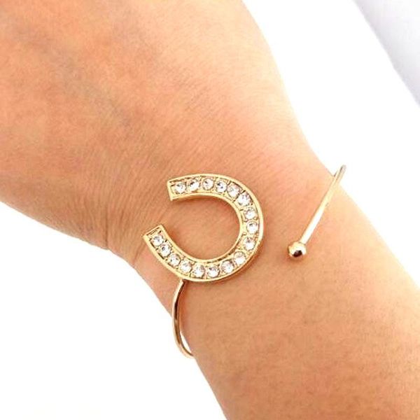 

hzew gold color horse bracelet cute horse horseshoe bangle gold color bracelet1, Black