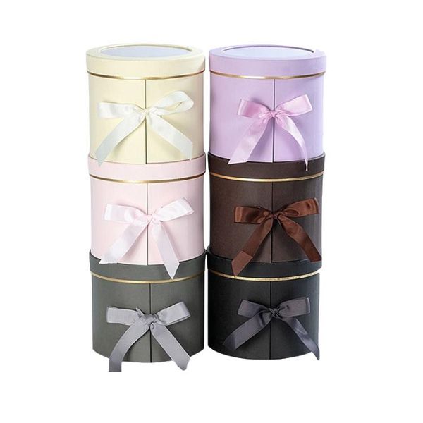 

round double-layer rotating gift box flower pot preserved fresh flower wholesale valentine's day box party christmas wedding