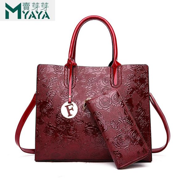 

black red embossed patent leather bags women handbags and purses with letter crossbody bags for women bag flower floral tote bag