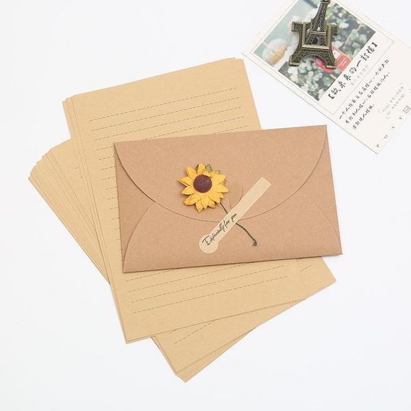 

invitation card greeting card postcard creative diy paper flower envelope love letter retro envelope letter paper set1