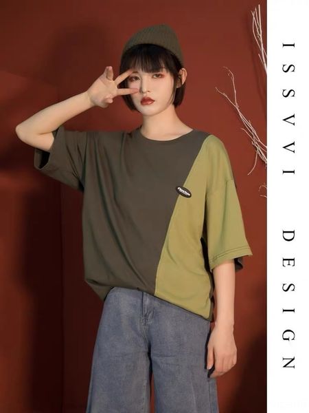 

korean color matching loose ins fashion short sleeve girls summer 2020 coat t-shirt new student t-shirt for women pzjv9 pzjv9, White