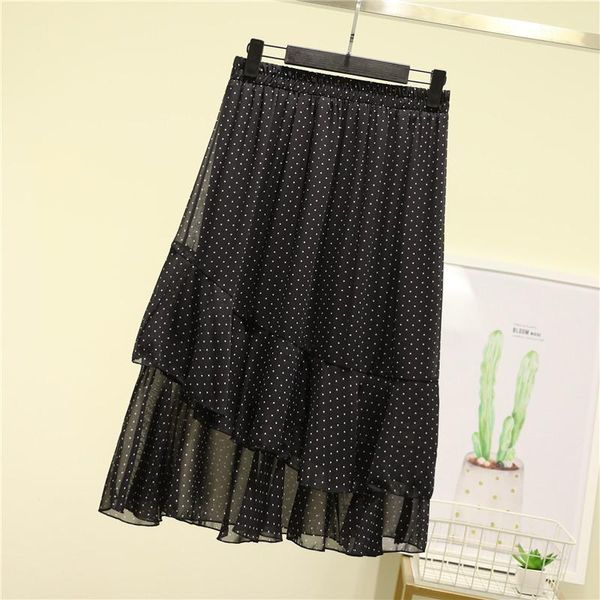 

2020 summer fashion popular cool wild black double-layer fishtail half-length polka dot skirt 9931