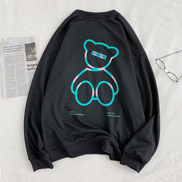 

2021 new graphics bear sweaters hoodies streetwear harajuku hip hop casual hoodie of men fmxy, Black