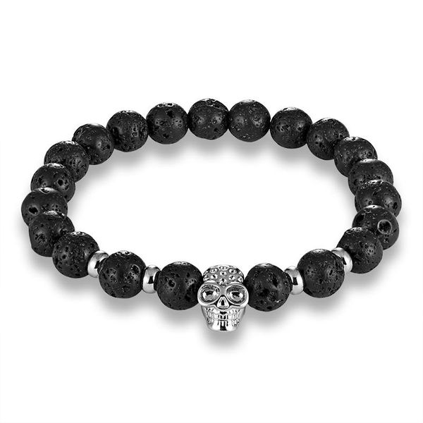 

livvy высококачественный череп мужской браслет мода ретро браслет мужская очарование классические каменные бусы браслет мужские украшения дл