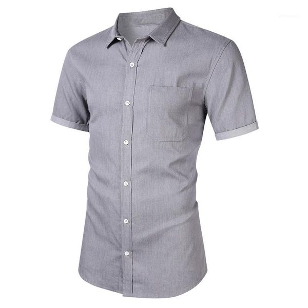 

fashion men regular-fit denim shirt turn-down collar short sleeves buttons shirts blouses summer casual blouse 2020 new1, White;black