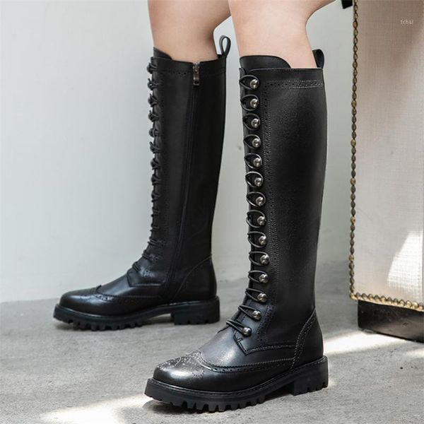 

boots 2021 winter riding women's shoes genuine leather punk night-club high heels motorcycle women knee high1, Black