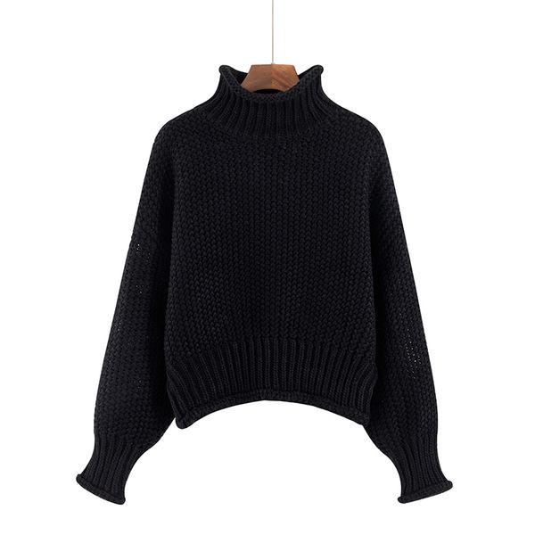 

2021 new winter women solid turtleneck sweater loose casual oversized pullovers basic coarse female jumper christmas pulll 3md1, White;black