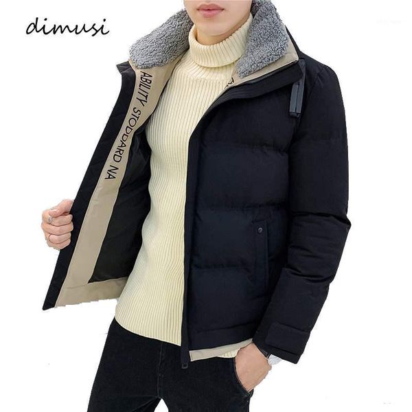 

dimusi winter men's jackets fashion men cotton warm parkas coats casual outdwear thermal fur collar jackets mens clothing1, Black