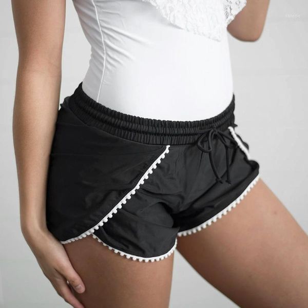 

sports shorts women sweatpants running tightness contrast binding side split shorts patchwork femme loose elastic waist 20201, White;black
