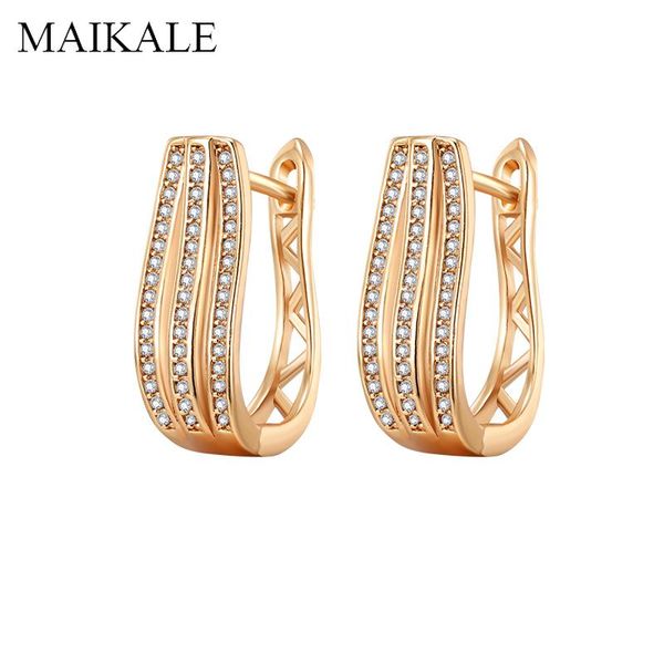 

stud maikale fashion design zircon earrings for women multilayer geometric hollow gold silver color female jewelry gift, Golden;silver