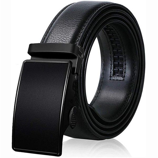 

belt men ratchet click belt genuine leather dress jeans automatic sliding buckle men black brown belts holeless new t200411