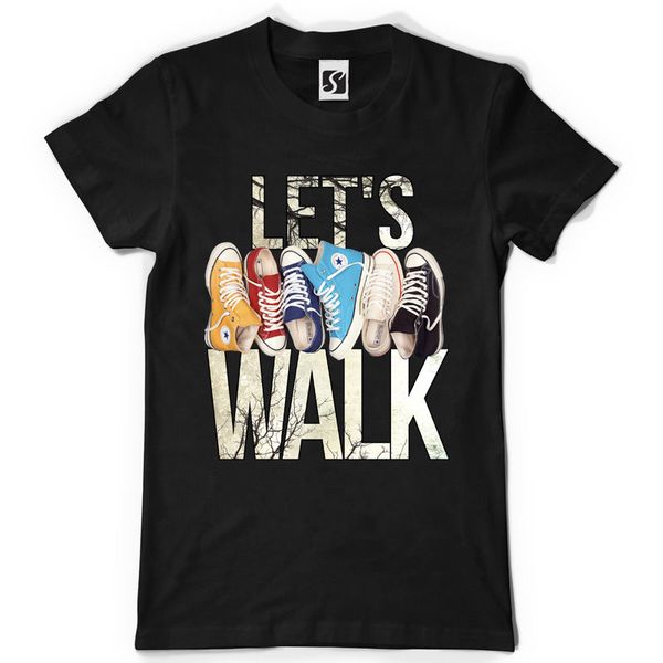 

sport 2019 new summer men fashion exclusive and unique men's t-shirt let's walk design (sb136) o-neck tee shirts