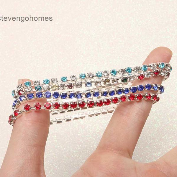 

multi full diamond new color single popular row elastic women's bracelet jewelry, Silver