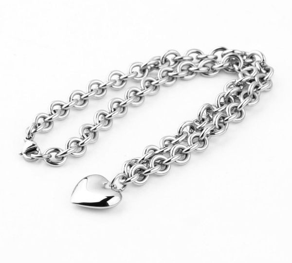

ультрамодные женщины серебряной нержавеющая стали твердого сердце шарм ожерелья браслет омары застежка o цепи комплект ювелирных изделия lov, Silver