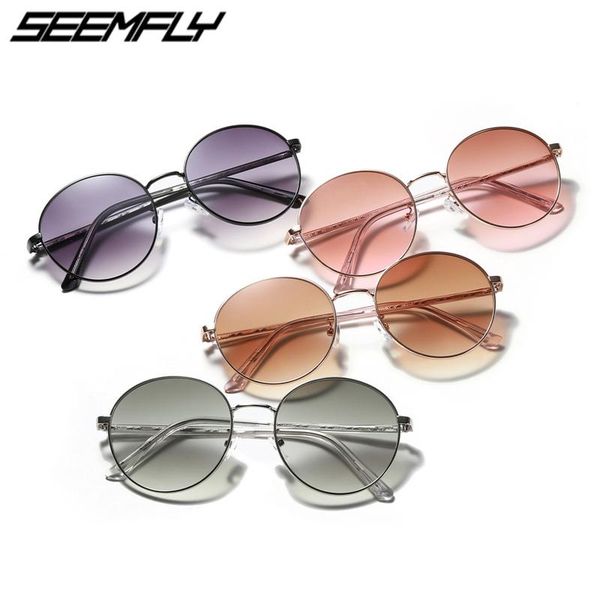 

seemfly luxury round oversized women men metal frame sun glasses colorul lens mirror goggle oculos gafas de sol uv400 shades new, White;black