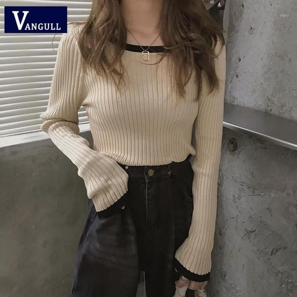 

women sweater autumn winter 2020 new korean style ins slim female round neck long sleeve causal bottom trend pullovers1, White;black