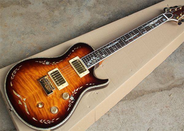 

flyoung est 1996 single shake electric guitar tiger sunset color piano body flower and bird cloud fingerboard color shell