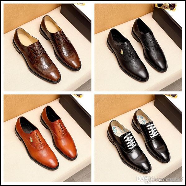 

c8 2020 men formal shoes leather business casual shoes men luxury dress office shoes male breathable oxfords big size 45 33, Black