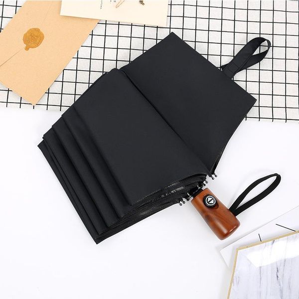 

10 кости matic зонт с деревянной ручкой три складной зонтик для мужчин 210t bigger parapluie складной женщины зонт дождь женщины jllfls