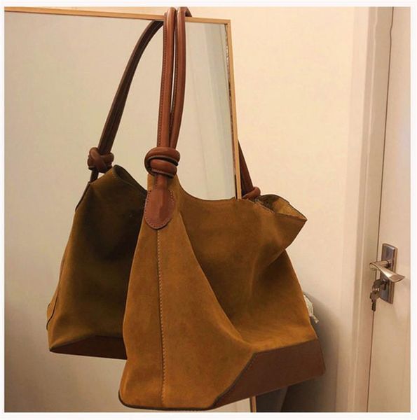 

shoulder bags retro frosted stitching ladies tote bag 2021 niche knotted designer handbag messenger