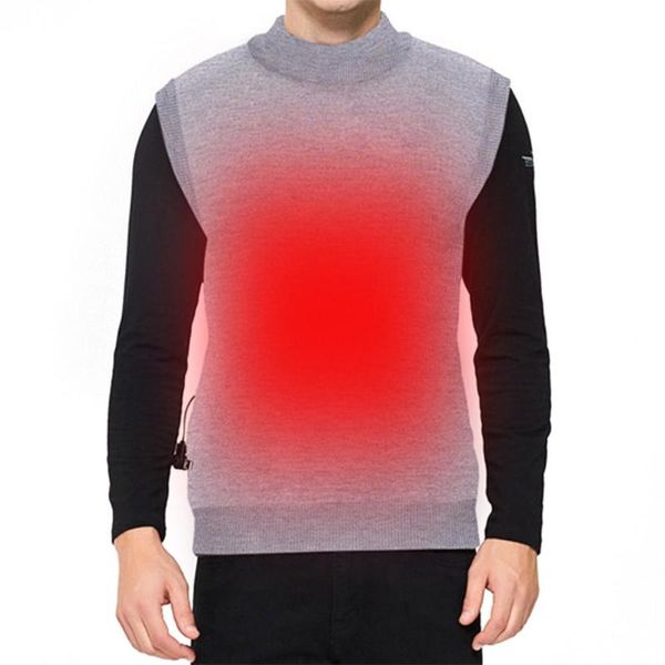 

bluetooth smart electric heated vest warm 3 adjustable temperature levels abdomen back heating vest for outdoor hiking, Gray;blue