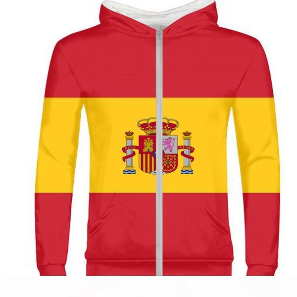 

spain autumn winter male youth student custom made name number zipper sweatshirt flag couples casual boy pullover wild clothes, Black