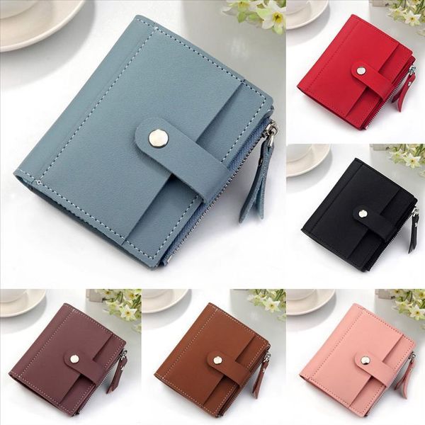 

short wallet women wallets cute fashion solid hasp coin purse card holder female clutch money bag pu leather lady purses, Red;black
