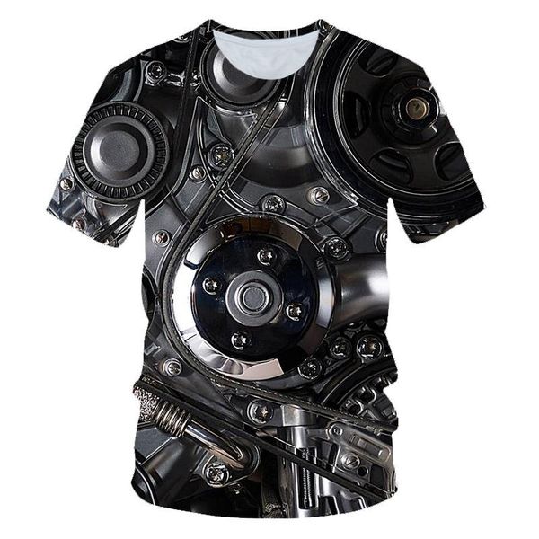 

summer 3d men's t-shirt motorcycle internal t-shirt punk clothing retro clothes mechanical tshirt tees men funny 3d, White;black