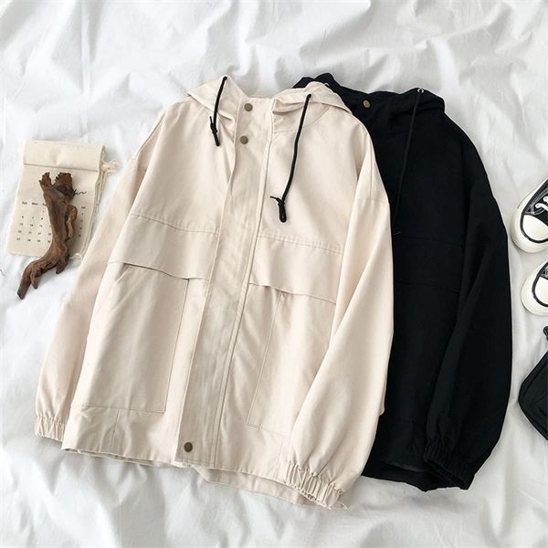 

spring autumn loose long jacket female harajuku safari style bf style fashion jacket female black apricot vintage outwear 1015, Black;brown